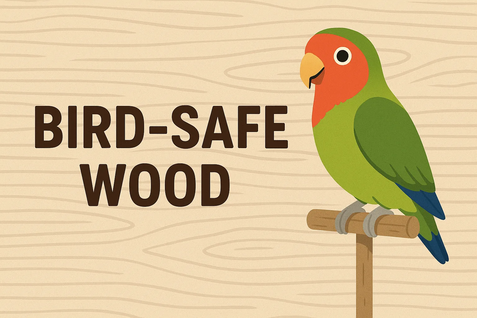カラフルなオウムと安全な木材