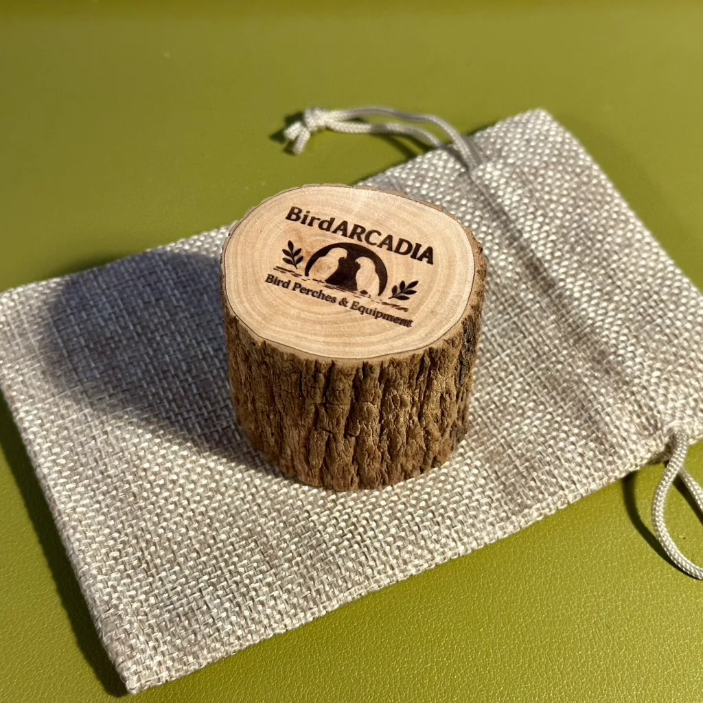 ドラゴンウッド製の卓上スタンプ切り株 小型インコ向け bird-safe wood